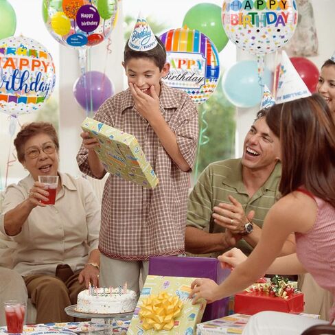 12 Pieces Large Happy Birthday Colorful 4D Balloons with 22 Inch Round Shaped Mylar Balloon for Birthday Party Baby Shower Rainbow Multicolor Clear Balloons Decor Supplies in Kuwait