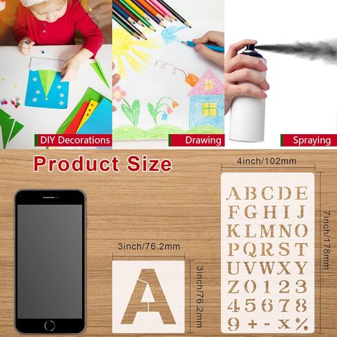 مجموعة استنسلات حروف ورقم 70 قطعة من الاستنسلات البلاستيكية القابلة لإعادة الاستخدام لقالب الأبجدية العلوية والصغيرة في خط خط الاستنسل لافتة للطلاء على زجاج باب خشبي ديكور العطلة in Kuwait