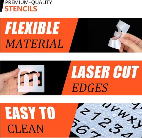 مجموعة استنسلات حروف ورقم 70 قطعة من الاستنسلات البلاستيكية القابلة لإعادة الاستخدام لقالب الأبجدية العلوية والصغيرة في خط خط الاستنسل لافتة للطلاء على زجاج باب خشبي ديكور العطلة in Kuwait
