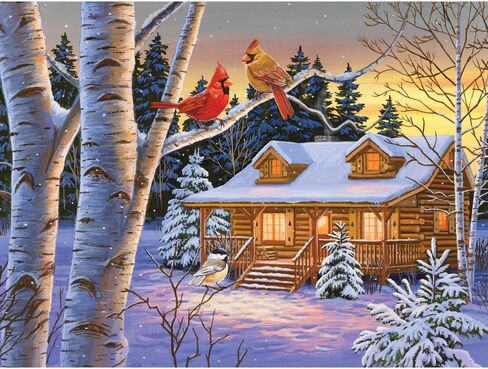 Bits and Pieces - 300 Large Piece Jigsaw Puzzle for Adults - Rustic Retreat - 300 pc Snowy Winter Scene Jigsaw by Artist William Vanderdasson in Saudi Arabia