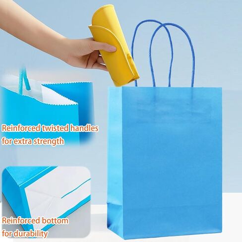 42 قطعة من أكياس الهدايا الورقية من COLOGO، أكياس ورق كرافت بمقابض لأعياد ميلاد الأطفال، والحرف اليدوية، وحفلات الزفاف، ومستلزمات الحفلات، مقاس 8.26 بوصة × 6 بوصة × 3.15 بوصة مع 21 لونًا in Kuwait