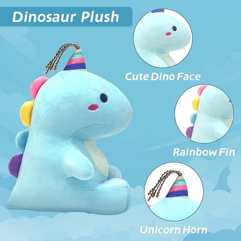 ألعاب الحيوانات المحشوة على شكل ديناصور لطيفة على شكل ديناصور من القطيفة دمى مع قرن وحيد القرن ناعم من دينو بلاشيز هدايا عيد ميلاد للأولاد والبنات 9.8 بوصة in Kuwait