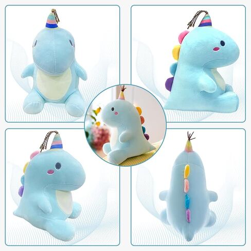 ألعاب الحيوانات المحشوة على شكل ديناصور لطيفة على شكل ديناصور من القطيفة دمى مع قرن وحيد القرن ناعم من دينو بلاشيز هدايا عيد ميلاد للأولاد والبنات 9.8 بوصة in Kuwait