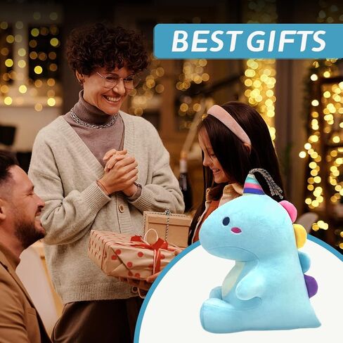 ألعاب الحيوانات المحشوة على شكل ديناصور لطيفة على شكل ديناصور من القطيفة دمى مع قرن وحيد القرن ناعم من دينو بلاشيز هدايا عيد ميلاد للأولاد والبنات 9.8 بوصة in Kuwait