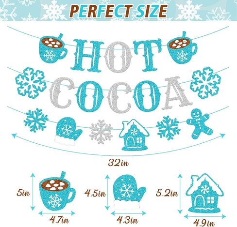 Hot Cocoa Banner Merry Christmas Party Decorations Hot Chocolate Bar Gingerbread Man Snowflake Christmas House Cocoa Cup Gloves Sign for Wintertime Holiday Xmas Baby Its Cold Outside Happy New Year Supplies(Pink) in Saudi Arabia