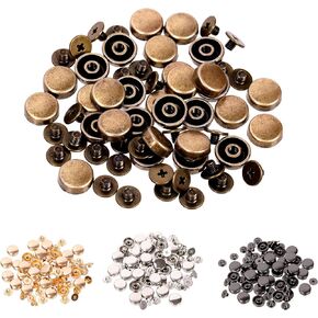 Hilitchi 41 Sets 4 Colors 10MM Flat Head Screw Back Rivets with Phillips Screwdriver, Purse Feet Flat Head Studs Rivets Screwback Leather Rivets Handbag Feet Studs Rivets(Gold/Silver/Bronze/Gun Black)
