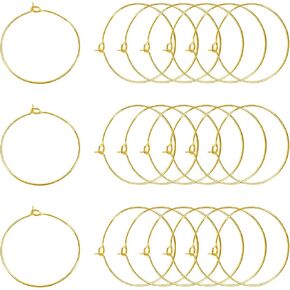 TOAOB 100pcs Wine Glass Charm Rings 25mm Gold Plated Open Earring Beading Hoop Party Favor