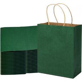 MOZRRO Gift Bags, 100 Pack 10.5x8.5x4.5 Inch, Paper Bags with Handles, Medium Size, Brown Gift Bag for Birthday, Wedding, Bulk, Party, Lunch, Goodie