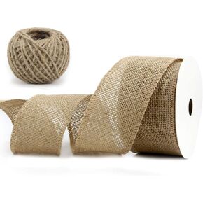 2-1/2" Burlap Ribbon Fabric Craft Ribbon On Spool 10 Yards, Natural