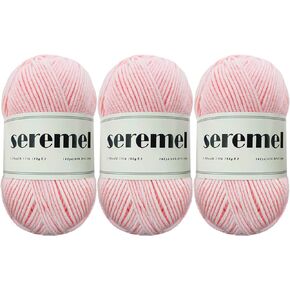 3 Pcs of Crochet Yarn Total 150g (426 Yards) Multi-Color 4-ply Acrylic Yarn Skeins, Seremel Brand Yarns for Crocheting and Knitting(Light Purple)