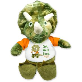 Flutter Hut Get Well Soon Triceratops Plush Dinosaur Message T-Shirt Orange Sleeves 8 Inches in Saudi Arabia