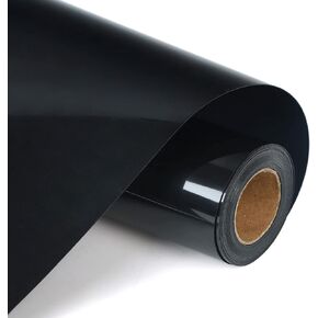 HTV Black Heat Transfer Vinyl Rolls 12 Inch by 5 feet Roll Iron on DIY for T-Shirt Easy to Cut & Weed for Heat Vinyl Design Glossy (5Ft, Black)