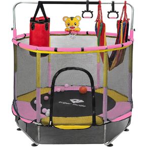 ترامبولين للأطفال، ترامبولين للأطفال قابل للتعديل بطول 5 أقدام، ترامبولين صغير للأطفال للاستخدام الداخلي/الخارجي مع شبكة مغلقة، تصميم آمن بدون فجوة، هدايا للأولاد والبنات in Kuwait