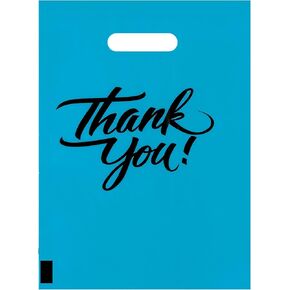 InfinitePack 100 Pieces Black Thank You Merchandise Bags 12x15, Die Cut Handles, Retail Shopping Bags for Boutique, Goodie Bags, Gift Bags Bulk, Favors, 2.35 Mil Reusable Plastic Bags in Kuwait