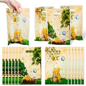 Z1juce 50PCS Vintage Winnie Party Favor Bags Winnie Plastic Gift Bags Candy Bags for Birthday Party Winnie Themed Parties Decorations Bags for Kids Winnie Cute Bag for Baby Shower Party Favors