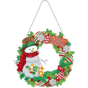 LYENYI DIY 5D عيد الميلاد ثلج إكليل الماس مجموعات الطلاء المعلقة جدار الفن علامة خاصة على شكل كريستال الزهور الطيور الماس الفن نافذة المعلقات المنزل حديقة جدار الباب شنقا مجموعات الماس in Kuwait