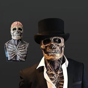 Lanckeli Halloween Skull Mask, Creepy Biochemical Mask, Latex Skeleton Mask, Scary Masks for Adults Costume Party.