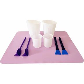 Resin Kit Mixing Tool Set, Includes Large Silicone Mat(11.8"x15.7"),250 ml & 100ml Silicone Measure Cups,Resin Mixer Paddles Stir Sticks,Perfect for Epoxy Resin Mixing,Molds,Jewelry Making-Purple in Kuwait