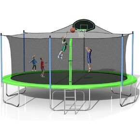 مجموعة الترامبولين evedy 16FT 14FT 12FT مع أرجوحة، منزلق، طوق كرة السلة، ترامبولين للياقة البدنية الرياضية مع شبكة مغلقة، ترامبولين ترفيهية للأماكن الخارجية والداخلية in Kuwait