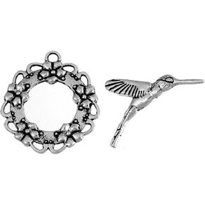 10 مجموعات فضية لهجة سوار تبديل المشابك ، الطائر الطنان والزهور - فايدينجس، الحرف اليدوية، صناعة المجوهرات in Kuwait