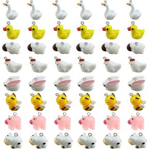 Beupy 48 Pieces Resin Charms Cute Animal Pendant Kit Mini Goose Pendants Findings Charm DIY Swan Pendants DIY Farm Theme Jewelry Making Making Kit for Bracelet Necklace Earrings Keychain Crafts in Kuwait