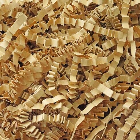 Bobobag - 2LB Crinkle Cut Paper Shred Filler Recyclable Gift Wrap Confetti Raffia Grass Shred Paper for Easter Baskets Filler Creative Eggs Decor (Brown) in Kuwait