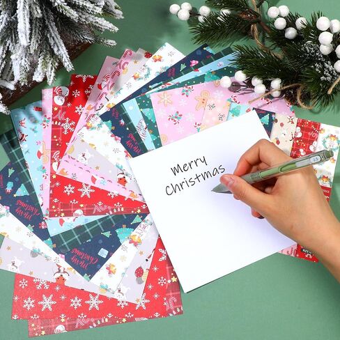 مجموعة مذكرات عيد الميلاد مقاس 6 بوصات من PUIKSXER، ورق قصاصات نمطي، 24 ورقة من ورق الحرف اليدوية الزخرفي العتيق من جانب واحد، لوازم زينة يومية للمخططين DIY، ألبوم فني مجمع in Kuwait