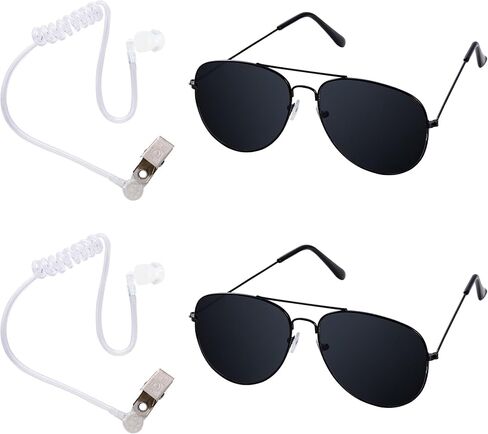 Playing Cosplay Toy Black Sunglasses with Earpiece Earplugs Ring Bearer for Halloween Costume in Kuwait