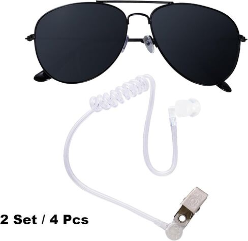 Playing Cosplay Toy Black Sunglasses with Earpiece Earplugs Ring Bearer for Halloween Costume in Kuwait