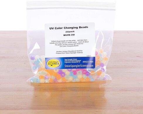 Steve Spangler Science UV Color Changing Beads, Set of Approx. 250-Colors Included: Red, Purple, Yellow, Orange- Experiments for Kids, Educational Toys in Kuwait