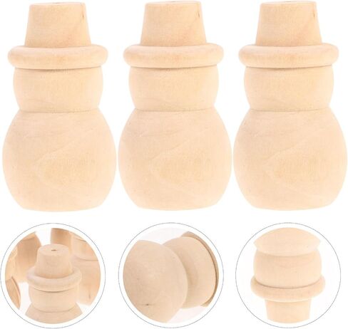 Amosfun 20 Pcs Snowman Wooden Unfinished Doll DIY Crafts Wooden Peg Doll Home Decoration Ornament in Saudi Arabia