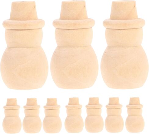 Amosfun 20 Pcs Snowman Wooden Unfinished Doll DIY Crafts Wooden Peg Doll Home Decoration Ornament in Saudi Arabia