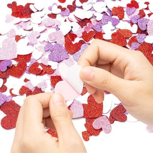 WATINC 700Pcs Valentine's Day Glitter Heart Foam Sticker Decor, Different Size Heart Foam Sticker Birthday Gift Express Love for Kids Your Sweetheart, Happy Valentine Anniversary Party Decoration in Saudi Arabia