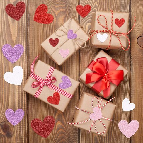 WATINC 700Pcs Valentine's Day Glitter Heart Foam Sticker Decor, Different Size Heart Foam Sticker Birthday Gift Express Love for Kids Your Sweetheart, Happy Valentine Anniversary Party Decoration in Saudi Arabia
