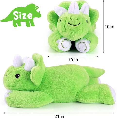 ezlopecon 21 بوصة لطيف ديناصور حيوان محشو مرجح، 3.5 جنيه لطيف المرجحة أفخم وسادة الراحة ترايسيراتوبس عناق وسادة سوبر لينة ديكور المنزل أفضل الهدايا للأطفال الأولاد الفتيات in Kuwait