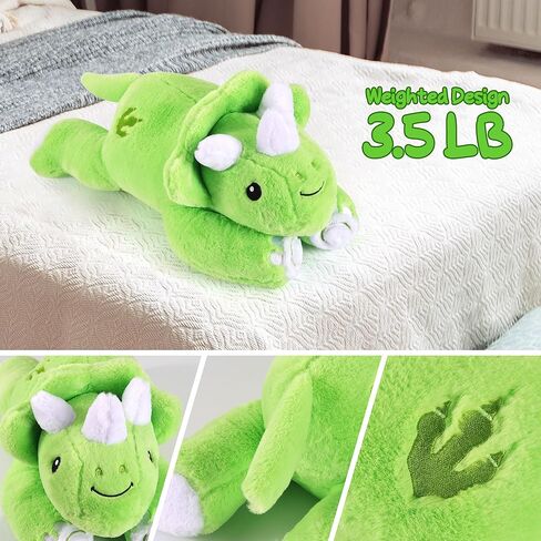 ezlopecon 21 بوصة لطيف ديناصور حيوان محشو مرجح، 3.5 جنيه لطيف المرجحة أفخم وسادة الراحة ترايسيراتوبس عناق وسادة سوبر لينة ديكور المنزل أفضل الهدايا للأطفال الأولاد الفتيات in Kuwait