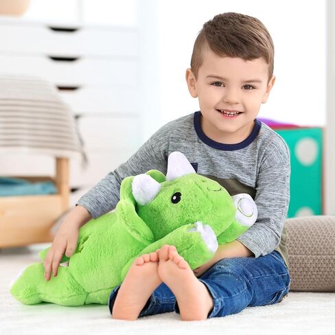 ezlopecon 21 بوصة لطيف ديناصور حيوان محشو مرجح، 3.5 جنيه لطيف المرجحة أفخم وسادة الراحة ترايسيراتوبس عناق وسادة سوبر لينة ديكور المنزل أفضل الهدايا للأطفال الأولاد الفتيات in Kuwait