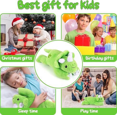 ezlopecon 21 بوصة لطيف ديناصور حيوان محشو مرجح، 3.5 جنيه لطيف المرجحة أفخم وسادة الراحة ترايسيراتوبس عناق وسادة سوبر لينة ديكور المنزل أفضل الهدايا للأطفال الأولاد الفتيات in Kuwait