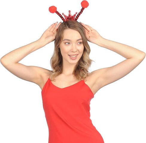 عصابة رأس هوائي بتصميم خنفساء من فانكريدبل | إكسسوار رأس خنفساء حمراء | إكسسوارات زي على شكل فراشة الدعسوقة | هدايا حفلات الهالوين التنكرية للنساء والرجال والأطفال in Kuwait