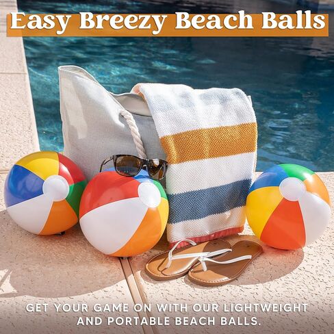 JOYIN 12 Packs 16" Inflatable Beach Balls, Large Rainbow Beach Balls Bulk for Pool Parties, Kids and Adults Summer Pool Party Toys, Beach Toys, Party Favors(16'') in Saudi Arabia