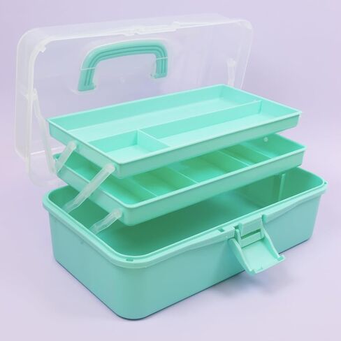 Craftelier - Storage and Organisation Case with 3 Trays, Latch and Handle for Scrapbooking and Other Craft Materials and Tools | Approx. Size 32 x 13.5 x 18.5 cm - Pink Colour in Saudi Arabia