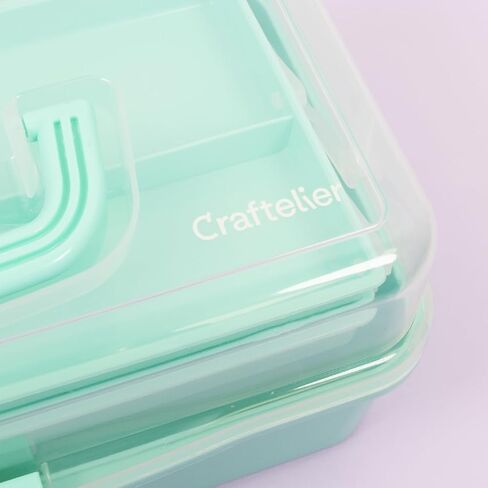 Craftelier - Storage and Organisation Case with 3 Trays, Latch and Handle for Scrapbooking and Other Craft Materials and Tools | Approx. Size 32 x 13.5 x 18.5 cm - Pink Colour in Saudi Arabia