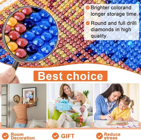 PALODIO DIY 5D الماس اللوحة الأسد حسب عدد مجموعات، الكريستال حجر الراين الماس التطريز لوحات صور الفنون الحرفية لديكور جدار المنزل (12 × 16 بوصة) in Kuwait