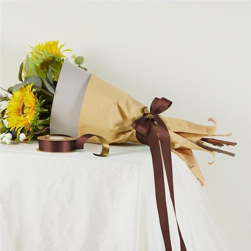 شريط ساتان ذهبي من Keypan لعيد الميلاد، مزدوج الوجه 1 بوصة 25 ياردة شريط حرير من القماش المجعد للحرف اليدوية وباقة الزهور وأعياد الميلاد in Kuwait