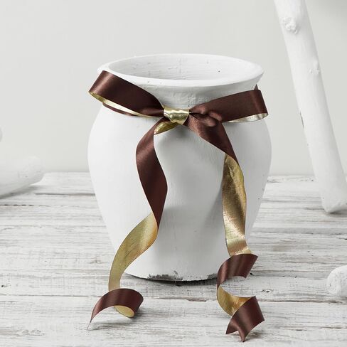 شريط ساتان ذهبي من Keypan لعيد الميلاد، مزدوج الوجه 1 بوصة 25 ياردة شريط حرير من القماش المجعد للحرف اليدوية وباقة الزهور وأعياد الميلاد in Kuwait