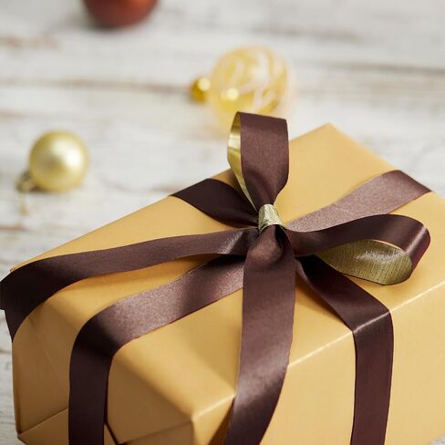 شريط ساتان ذهبي من Keypan لعيد الميلاد، مزدوج الوجه 1 بوصة 25 ياردة شريط حرير من القماش المجعد للحرف اليدوية وباقة الزهور وأعياد الميلاد in Kuwait