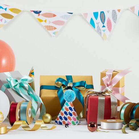 شريط ساتان ذهبي من Keypan لعيد الميلاد، مزدوج الوجه 1 بوصة 25 ياردة شريط حرير من القماش المجعد للحرف اليدوية وباقة الزهور وأعياد الميلاد in Kuwait