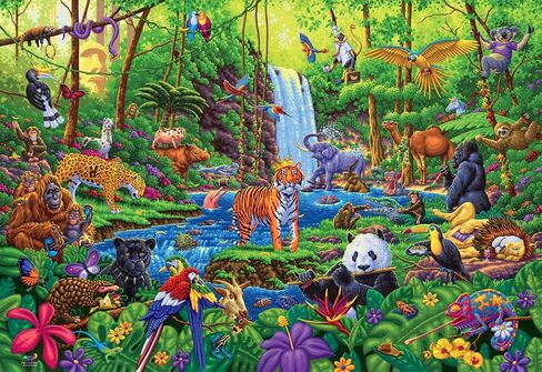Buffalo Games - Jungle Jumble - 2000 Piece Jigsaw Puzzle for Adults Challenging Puzzle Perfect for Game Nights - 2000 Piece Finished Size is 38.50 x 26.50 in Saudi Arabia