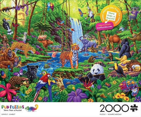 Buffalo Games - Jungle Jumble - 2000 Piece Jigsaw Puzzle for Adults Challenging Puzzle Perfect for Game Nights - 2000 Piece Finished Size is 38.50 x 26.50 in Saudi Arabia