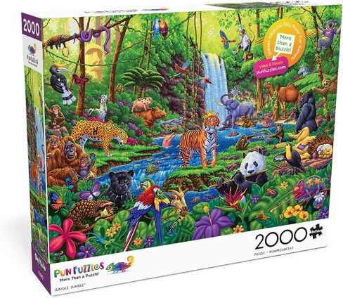 Buffalo Games - Jungle Jumble - 2000 Piece Jigsaw Puzzle for Adults Challenging Puzzle Perfect for Game Nights - 2000 Piece Finished Size is 38.50 x 26.50 in Saudi Arabia